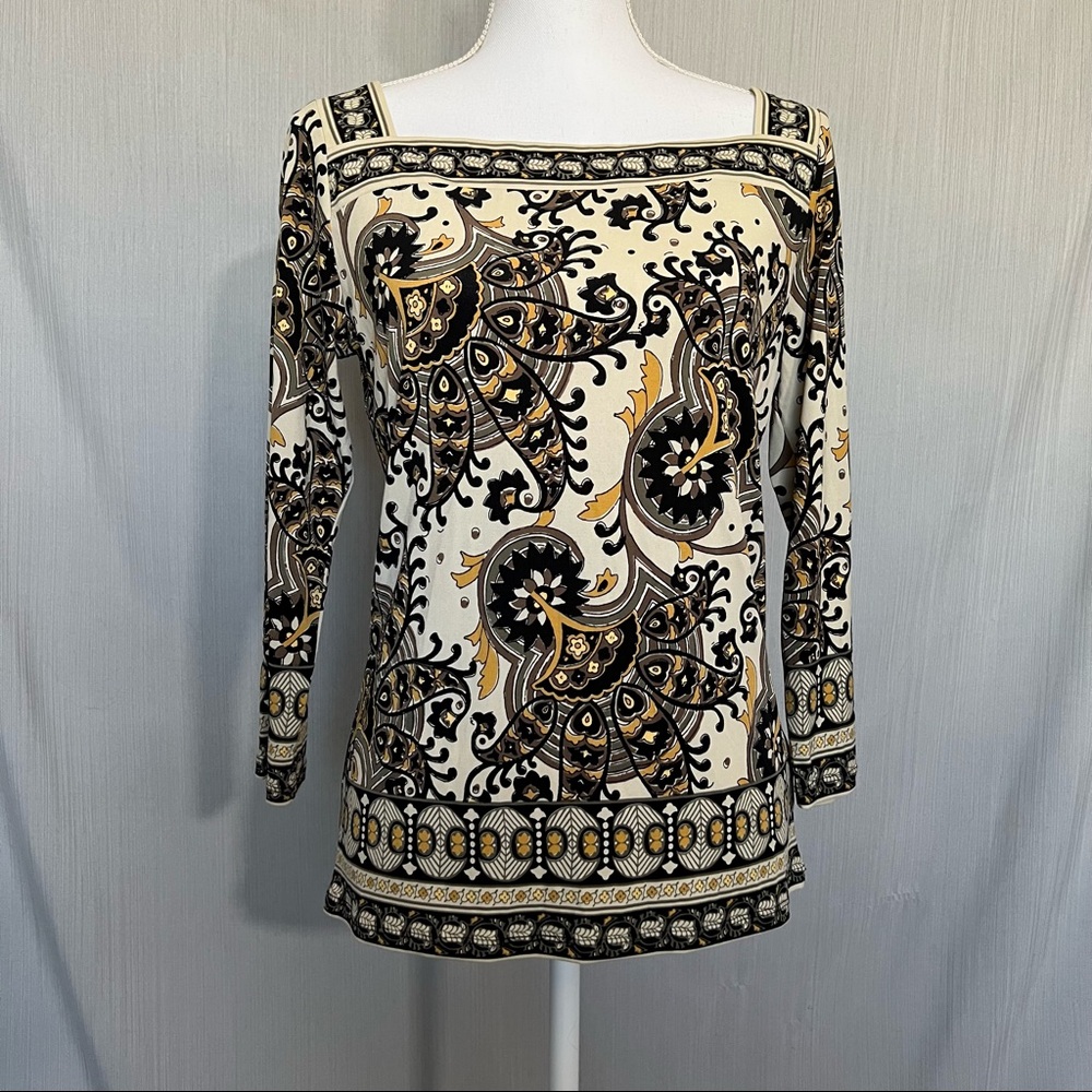 MICHAEL Michael Kors Women’s Multi-Colored Long Sleeve Paisley Blouse: Size M